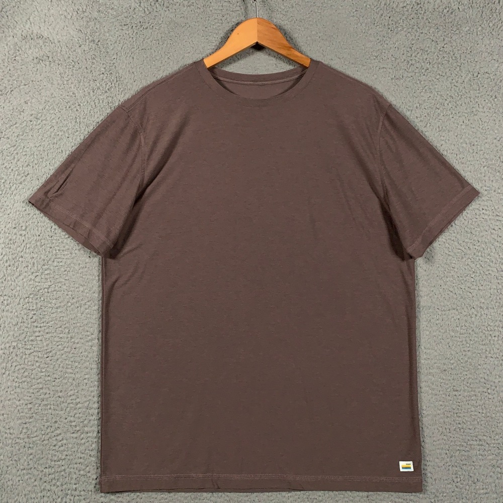 Vuori Strato Tech Tee Shirt Mens XL Brown Short Sleeve Crew Neck Active Training